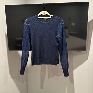 rag & bone Blue Crewneck Sweater with Ribbed Trim